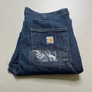 Carhartt FR Jeans Mens 38x32 Blue Denim Carpenter Distress Y2K Actual Sz 36x29
